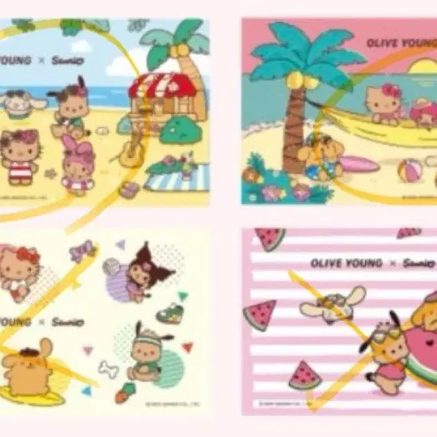 [BUNJANG] Olive Young Sanrio Collection Set / 올리브영 태닝 산리오 수면안대 인형키링 토트백 큐티런 헬로키티