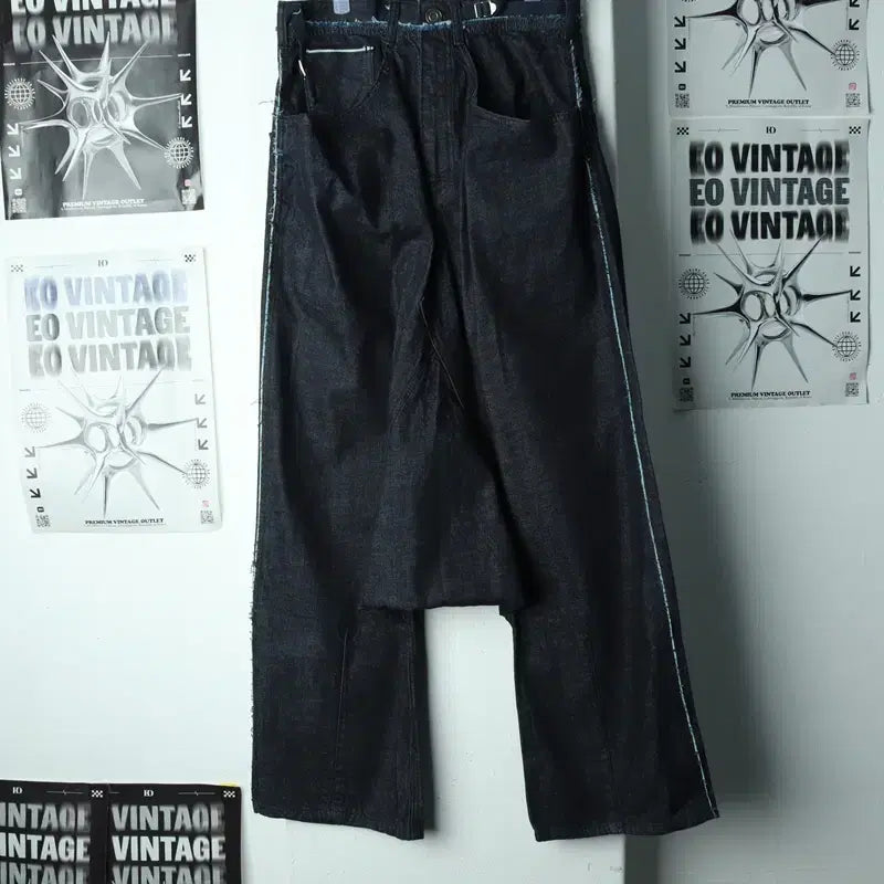 [BUNJANG] Whitebox Gallery Sarouel Baggy Jeans / (M-L) 화이트박스갤러리 청바지 데님 사루엘 배기진 부클-24A7