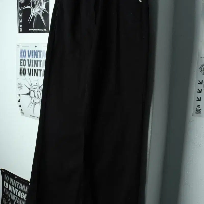 [BUNJANG] W(S) Mongdol Wide Fit Pants Black / W(S) 몽돌 면바지 팬츠 와이드핏 블랙 유니크-24AF