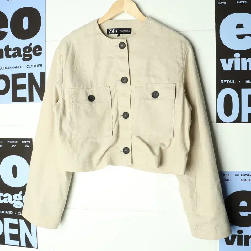 [BUNJANG] ZARA Linen Windbreaker Jacket / W(M-L) 자라 집업 바람막이 점퍼자켓 린넨 마 베이지-17B85