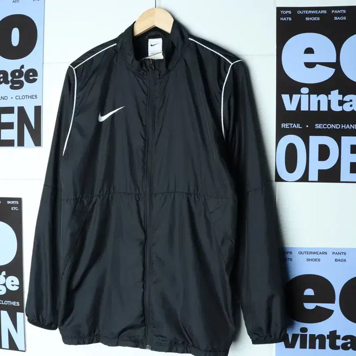[BUNJANG] Nike Windbreaker Jacket Black and White / (L-XL) 나이키 집업 바람막이 점퍼자켓 검흰 스우시-17B96