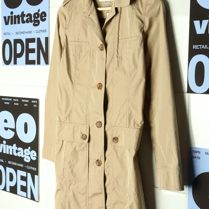 [BUNJANG] Beanpole Beige Trench Coat / W(S) 빈폴 코트자켓 베이지 트렌치 봄 얇은-17B9F