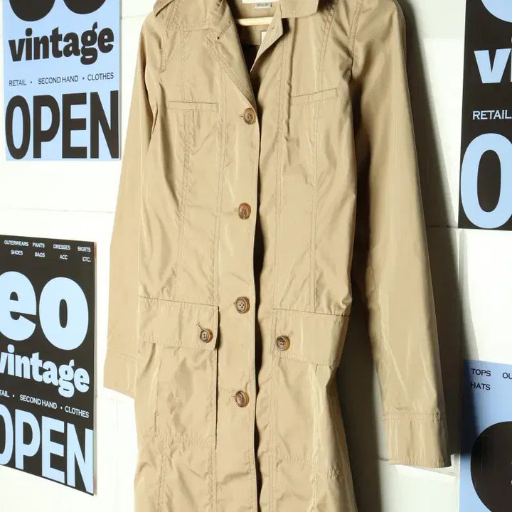 [BUNJANG] Beanpole Beige Trench Coat / W(S) 빈폴 코트자켓 베이지 트렌치 봄 얇은-17B9F