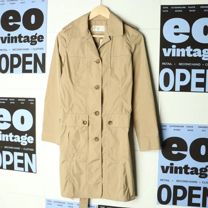 [BUNJANG] Beanpole Beige Trench Coat / W(S) 빈폴 코트자켓 베이지 트렌치 봄 얇은-17B9F