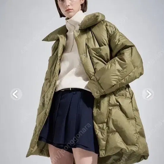 [BUNJANG] SYSTEM Quilted Belted Padded Jumper Khaki / SYSTEM 퀼팅 벨트 패딩 점퍼 카키