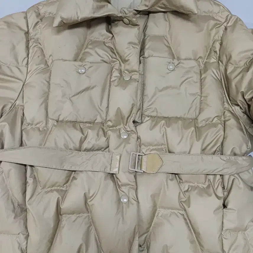 [BUNJANG] SYSTEM Quilted Belted Padded Jumper Khaki / SYSTEM 퀼팅 벨트 패딩 점퍼 카키