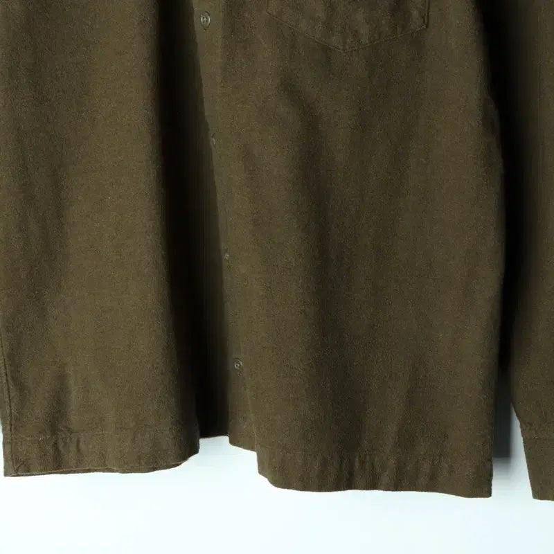 [BUNJANG] Unbranded Khaki Fleece Lined Shirt / (XL-2XL) 무지 셔츠 남방 얇은기모 카키-17BC2
