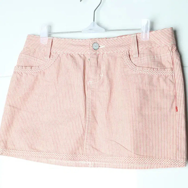 [BUNJANG] Calvin Klein Striped Mini Skirt / W(S) 캘빈클라인 스커트 치마 스트라이프 주황 미니-248E