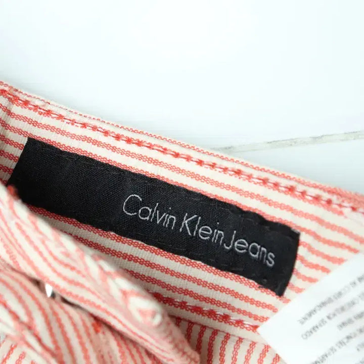 [BUNJANG] Calvin Klein Striped Mini Skirt / W(S) 캘빈클라인 스커트 치마 스트라이프 주황 미니-248E