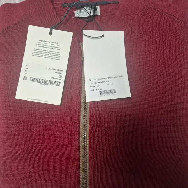 [BUNJANG] Behavior C2 Full Zip Mil Cardigan Vintage Red / (새상품 2) 비헤비어 c2 풀집 밀 가디건 빈티지레드