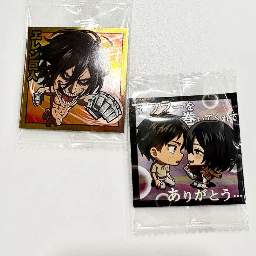 [BUNJANG] Attack on Titan Eren Yeager &amp; Mikasa Ackerman Wafer Card / 진격의거인 웨하스 카드 씰 에렌미카&amp;에렌거인 에렌 미카사 카드