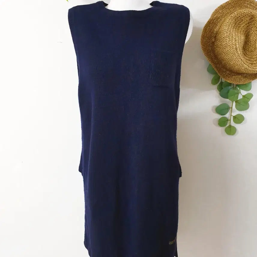 [BUNJANG] Thursday Island 21SS Pocket Long Knit Vest Navy / 써스데이아일랜드 21SS 포켓 롱니트베스트 55 네이비