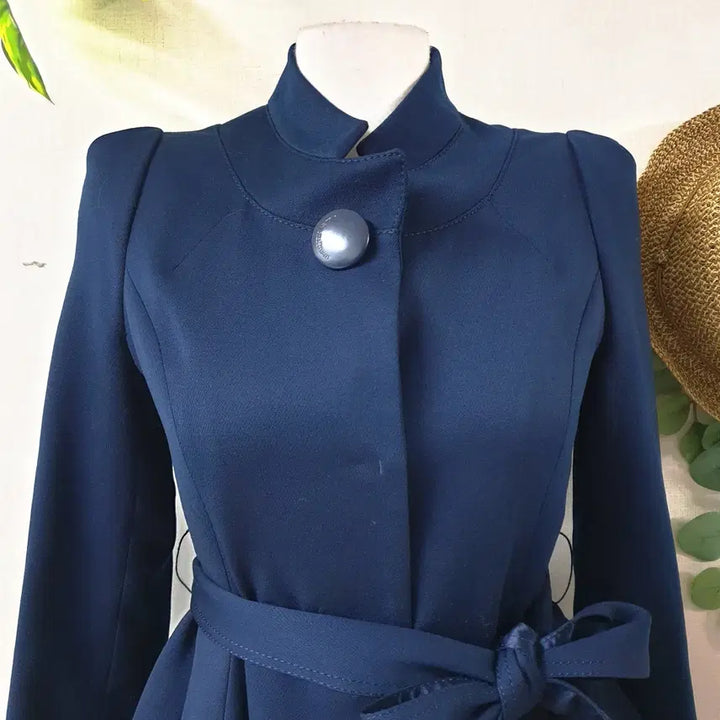 [BUNJANG] JILL Trench Dress Navy S / JILL 원피스 겸 트렌치코트 55 리본 네이비 S