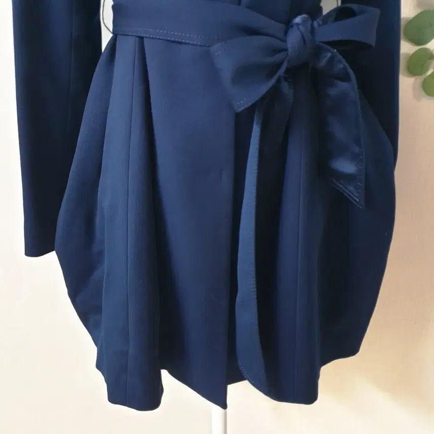 [BUNJANG] JILL Trench Dress Navy S / JILL 원피스 겸 트렌치코트 55 리본 네이비 S