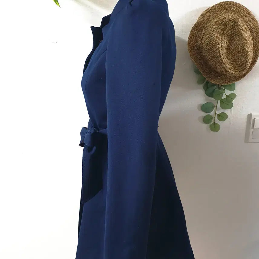 [BUNJANG] JILL Trench Dress Navy S / JILL 원피스 겸 트렌치코트 55 리본 네이비 S