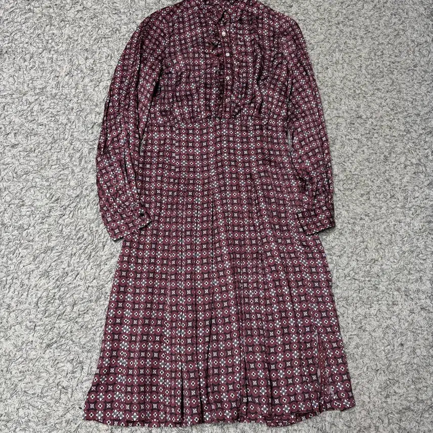 [BUNJANG] Sandro Floral Print Burgundy Dress / 산드로 버건디 플로럴 원피스