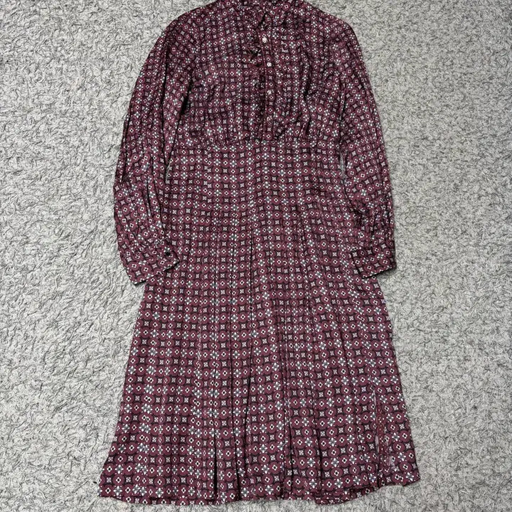 [BUNJANG] Sandro Floral Print Burgundy Dress / 산드로 버건디 플로럴 원피스