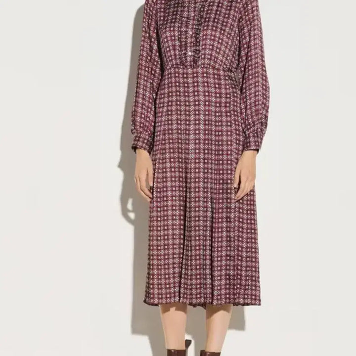 [BUNJANG] Sandro Floral Print Burgundy Dress / 산드로 버건디 플로럴 원피스