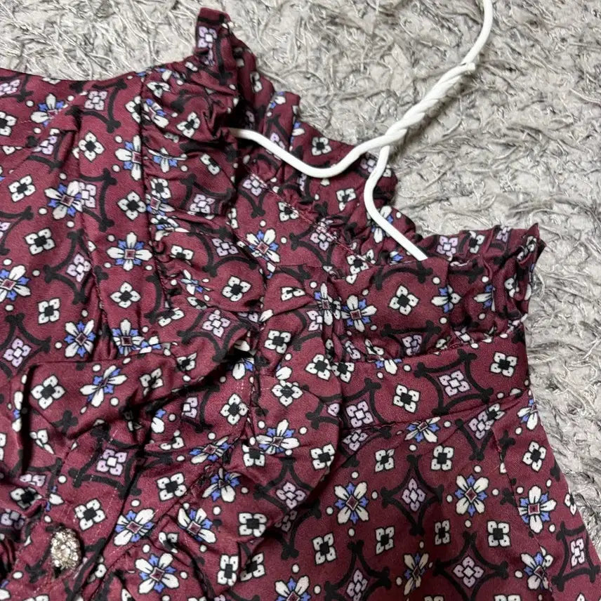 [BUNJANG] Sandro Floral Print Burgundy Dress / 산드로 버건디 플로럴 원피스