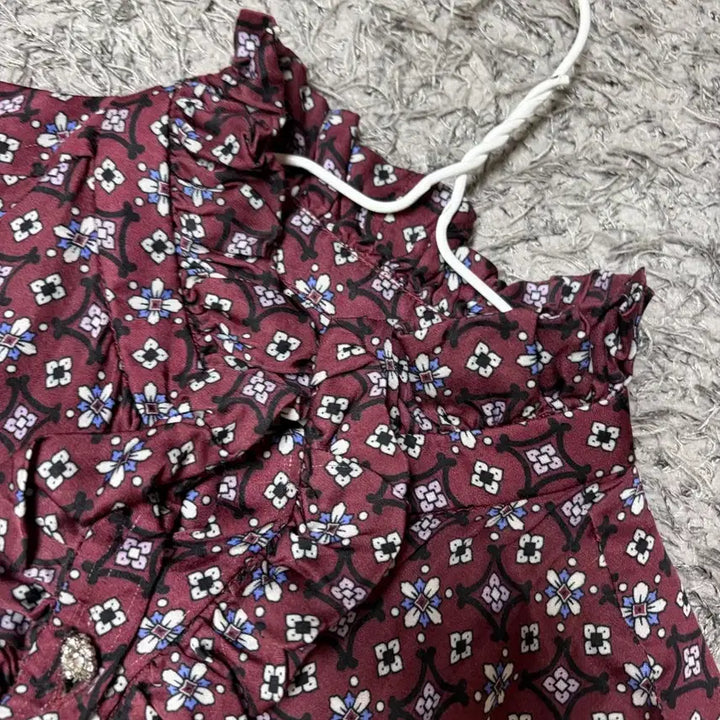 [BUNJANG] Sandro Floral Print Burgundy Dress / 산드로 버건디 플로럴 원피스