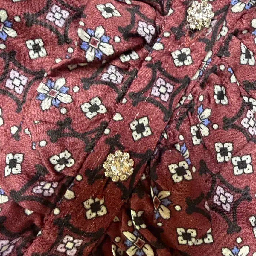 [BUNJANG] Sandro Floral Print Burgundy Dress / 산드로 버건디 플로럴 원피스