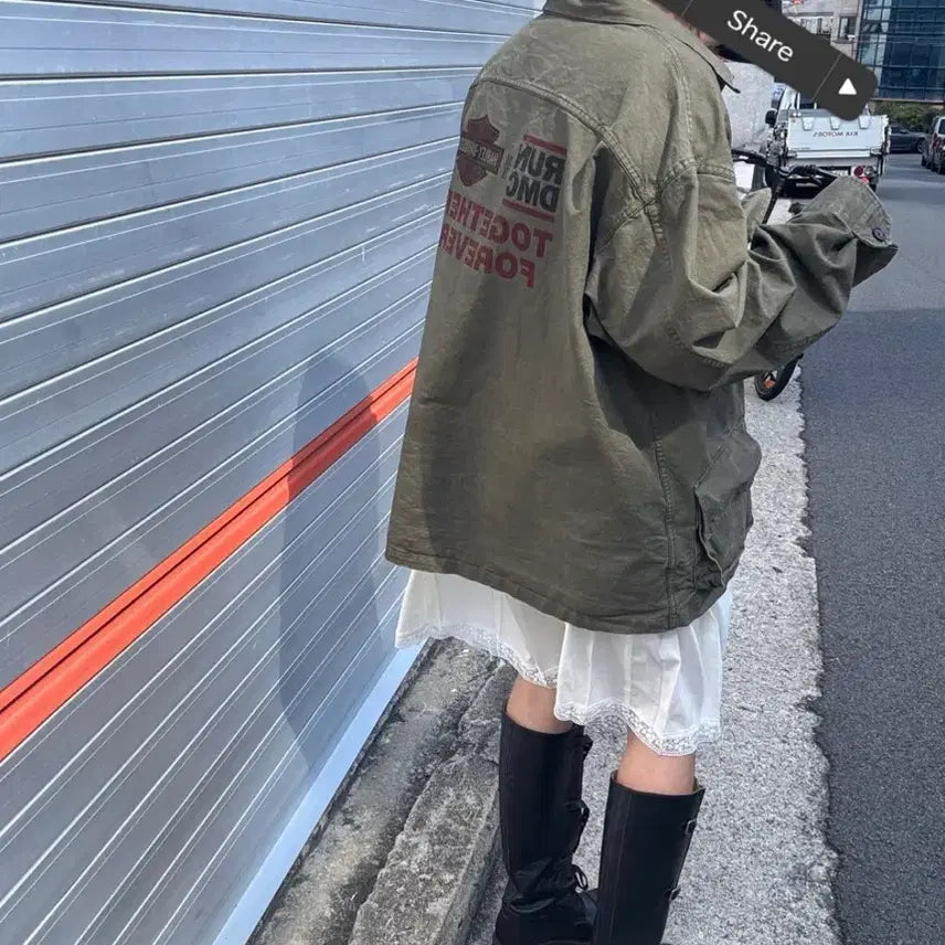 [BUNJANG] Vintage Harley-Davidson Logo Work Jacket / 빈티지 야상 워크자켓