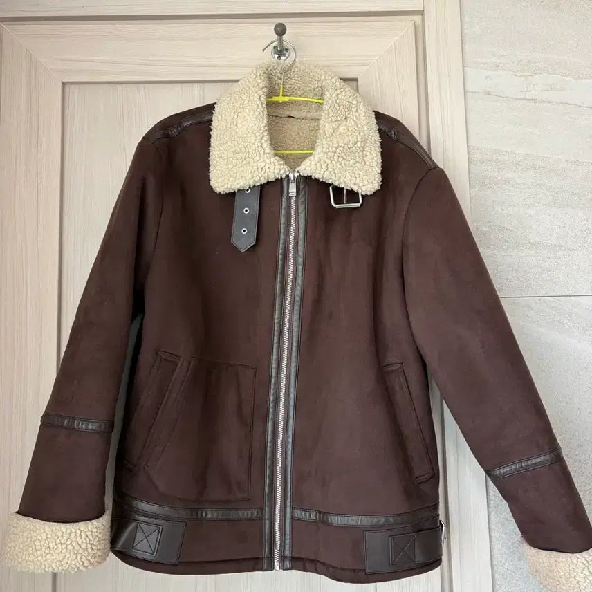 [BUNJANG] ANDEW Brown Suede Shearling Jacket (Size 100) / ANDEW 브라운 무스탕 자켓 (100)