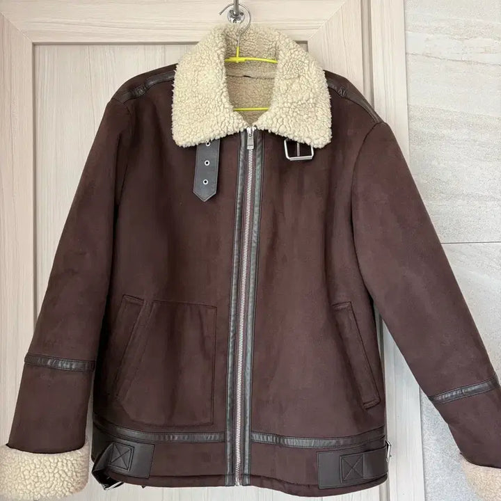 [BUNJANG] ANDEW Brown Suede Shearling Jacket (Size 100) / ANDEW 브라운 무스탕 자켓 (100)