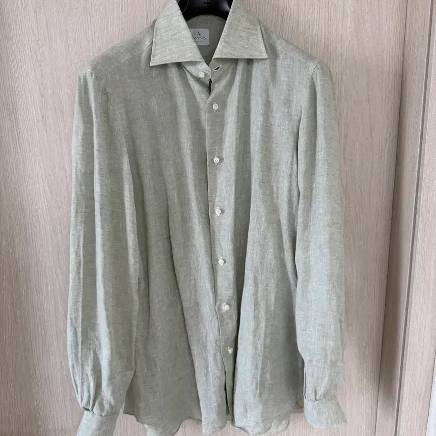 [BUNJANG] Avino Pistachio Linen 100% Shirt / 아비노 피스타치오 컬러 린넨 100 셔츠