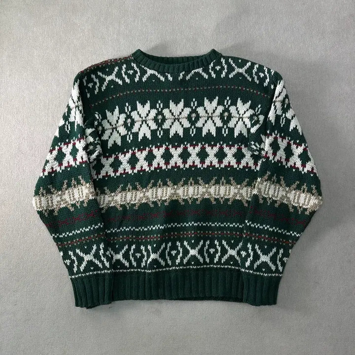 [BUNJANG] 90s USA Made Cotton Pattern Knit Sweater / 95 90s 메이드인 USA 코튼 패턴 니트