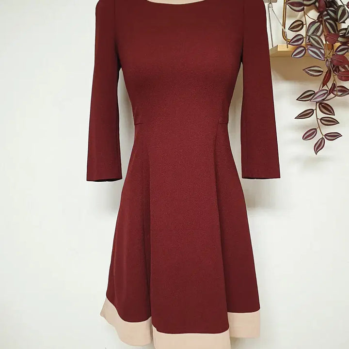 [BUNJANG] Kenneth Lady Color Block Mini Dress / 케네스레이디  배색원피스 55 미니 버건디