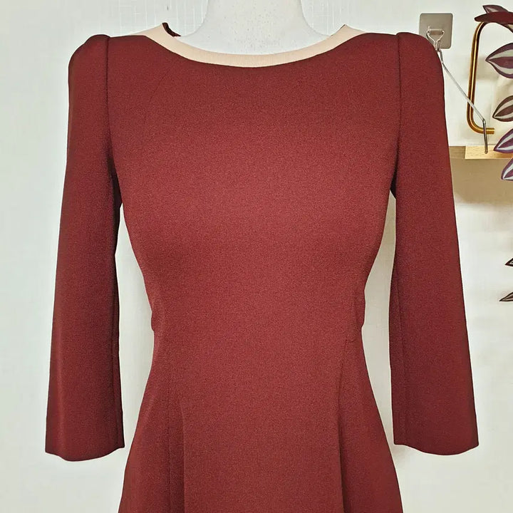 [BUNJANG] Kenneth Lady Color Block Mini Dress / 케네스레이디  배색원피스 55 미니 버건디