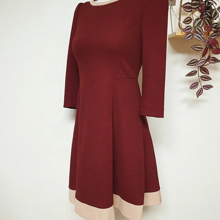 [BUNJANG] Kenneth Lady Color Block Mini Dress / 케네스레이디  배색원피스 55 미니 버건디