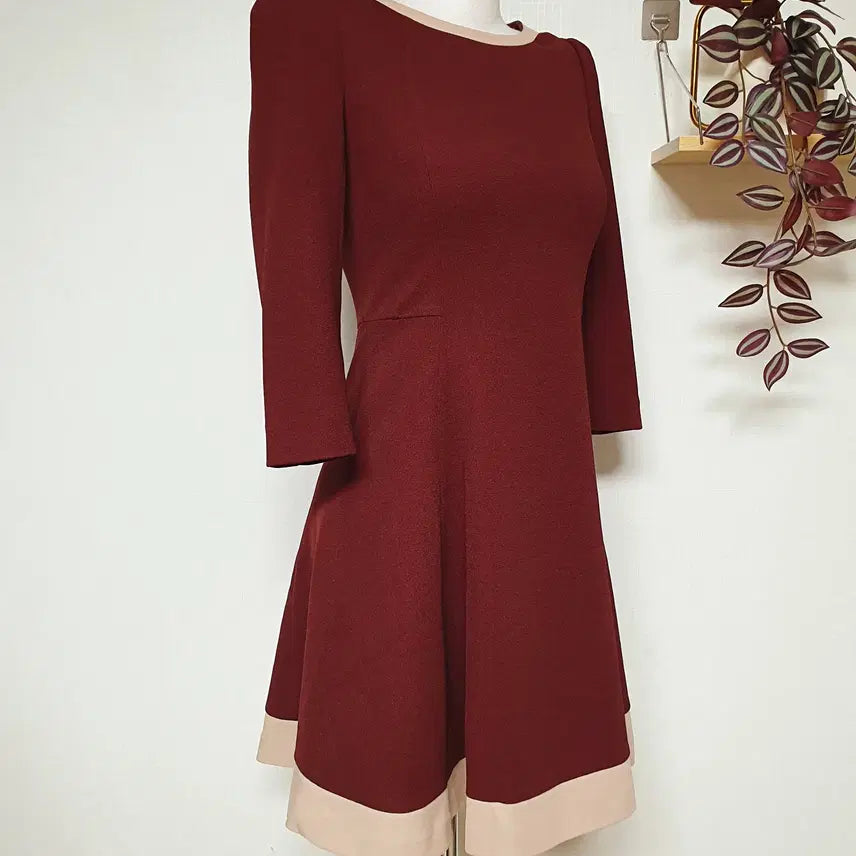[BUNJANG] Kenneth Lady Color Block Mini Dress / 케네스레이디  배색원피스 55 미니 버건디