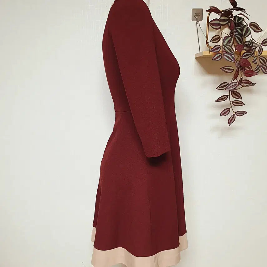[BUNJANG] Kenneth Lady Color Block Mini Dress / 케네스레이디  배색원피스 55 미니 버건디