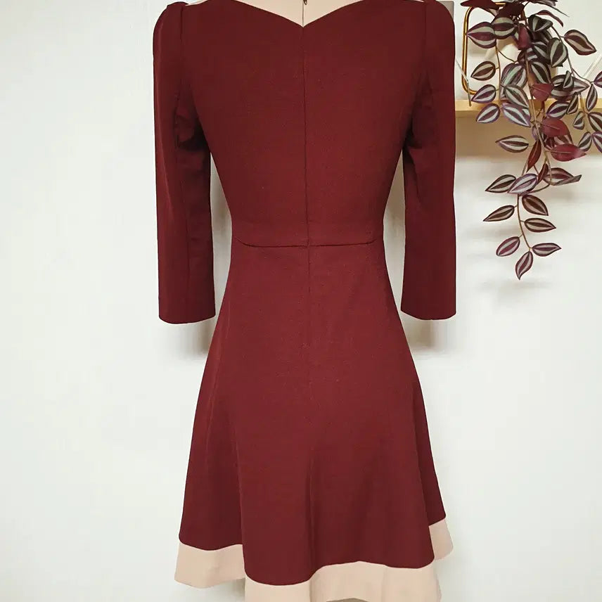 [BUNJANG] Kenneth Lady Color Block Mini Dress / 케네스레이디  배색원피스 55 미니 버건디