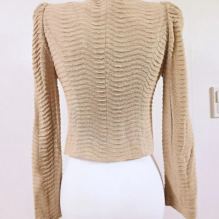 [BUNJANG] Roem Wool-Blend Cropped Cardigan Beige / 로엠 울블랜디드 크롭 가디건 55 어깨퍼프 베이지