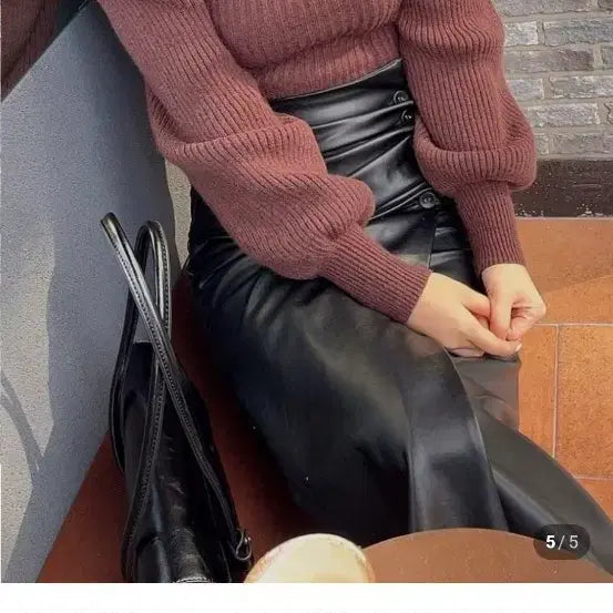 [BUNJANG] Square Neck Puff Sleeve Knit Top / 스퀘어넥퍼프니트!팔뚝살 완벽커버!