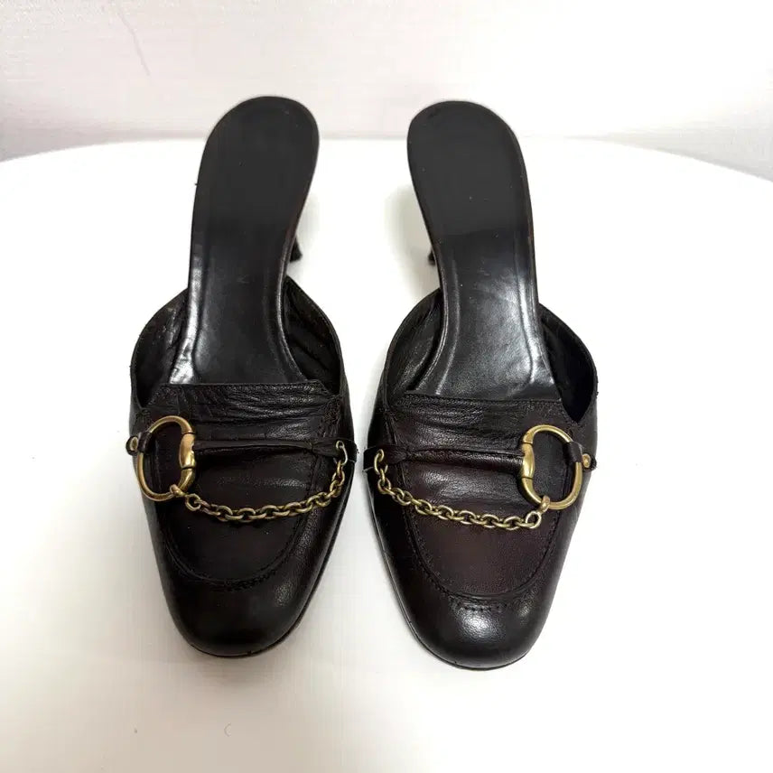 [BUNJANG] Gucci Leather Chain Mule Heels Y2k Vintage / 구찌 레더 체인 뮬 힐 희귀 y2k 빈티지