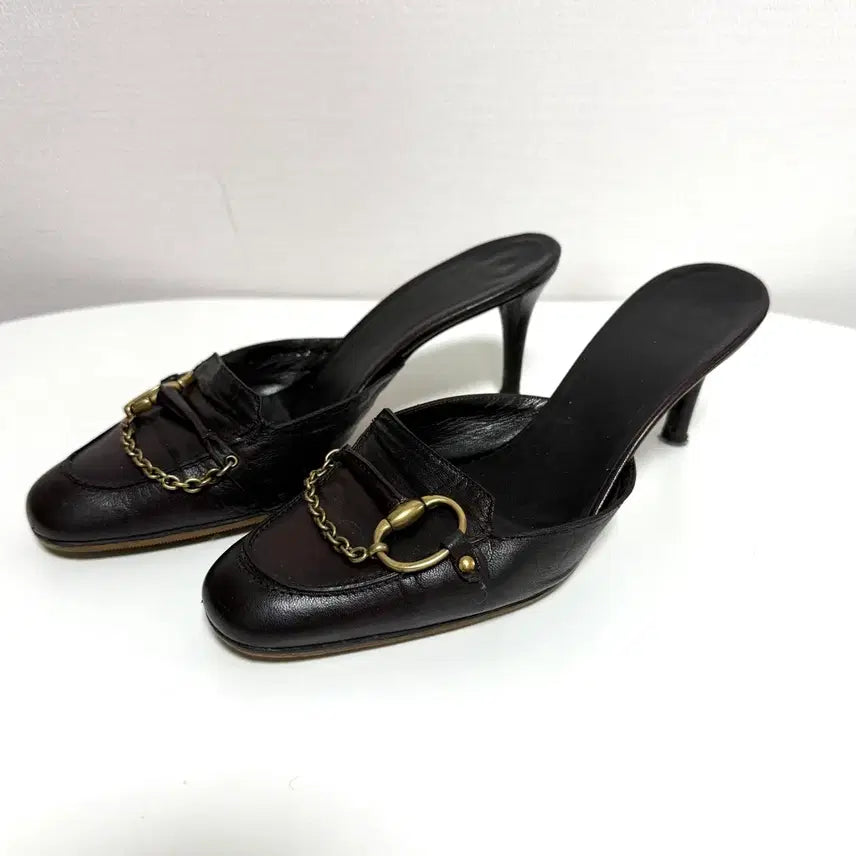[BUNJANG] Gucci Leather Chain Mule Heels Y2k Vintage / 구찌 레더 체인 뮬 힐 희귀 y2k 빈티지