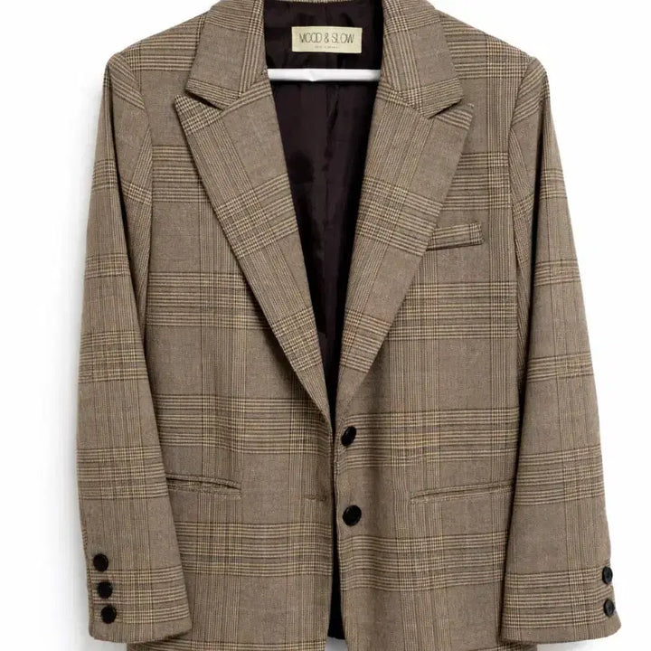 [SOLD OUT] WOOD&amp;SLOW 체크 자켓 브라운