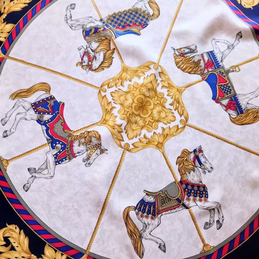 [BUNJANG] Longchamp Italian Silk Scarf / 롱샴 회전목자 이태리 실크 스카프