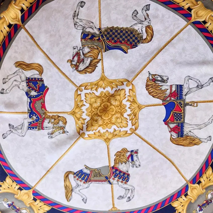 [BUNJANG] Longchamp Italian Silk Scarf / 롱샴 회전목자 이태리 실크 스카프