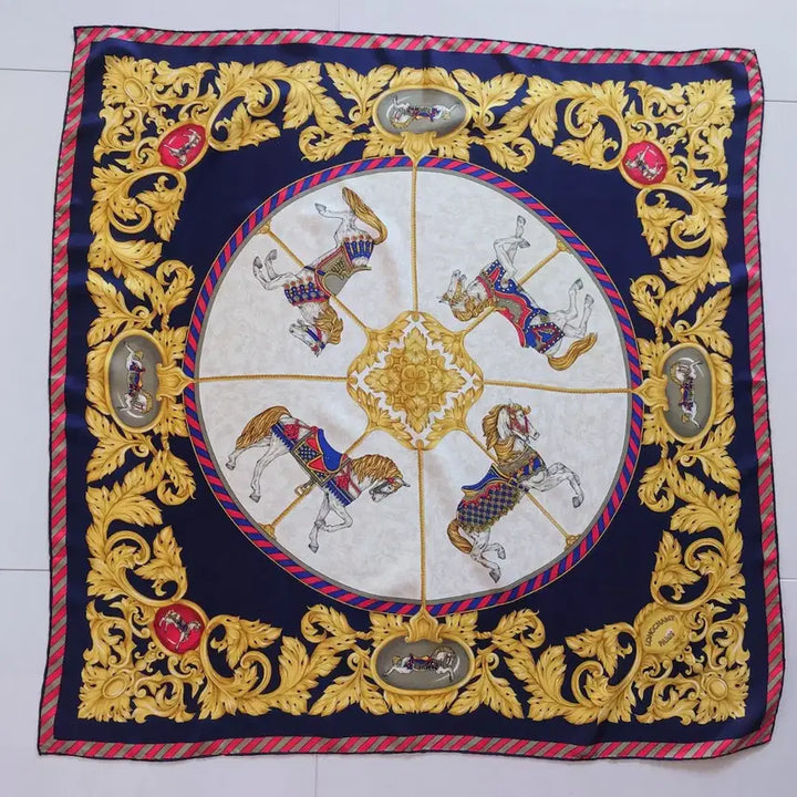 [BUNJANG] Longchamp Italian Silk Scarf / 롱샴 회전목자 이태리 실크 스카프