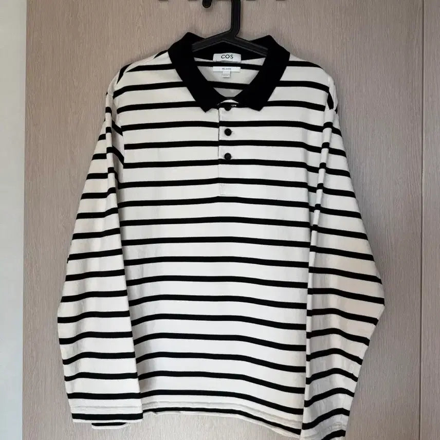 [BUNJANG] COS Striped Long Sleeve Polo Shirt XL / COS 코스 스트라이프 긴팔 카라티