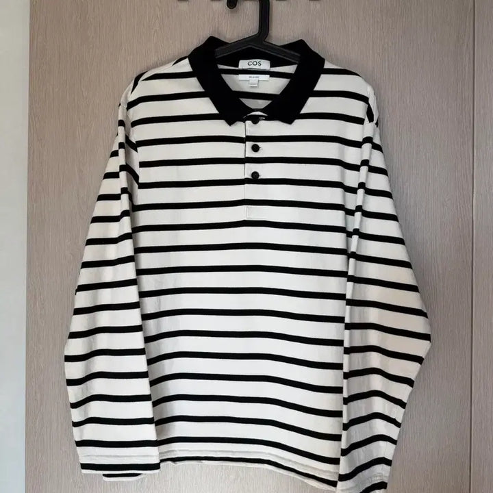 [BUNJANG] COS Striped Long Sleeve Polo Shirt XL / COS 코스 스트라이프 긴팔 카라티
