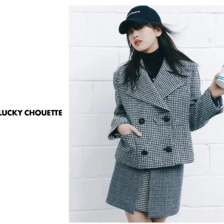 [BUNJANG] Lucky Chouette Houndstooth Jacket (Size 36) / 럭키슈에뜨 하운드투스 자켓  36(55)