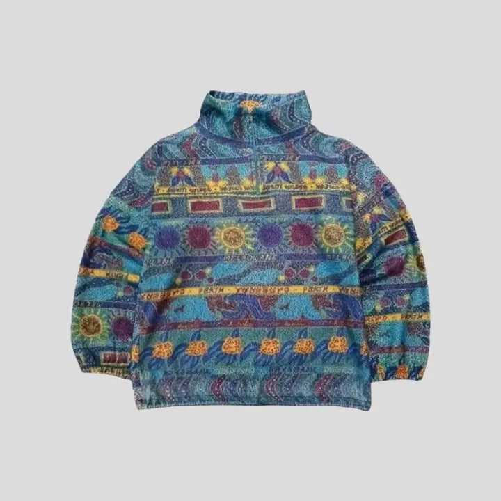 [BUNJANG] SAMSOUSAN 90s Blue Multi-color Ethnic Navajo Pattern Half-Zip Up / SAMSOUSAN 90s 블루 멀티컬러 에스닉 나바호 페턴 하프집업 반집