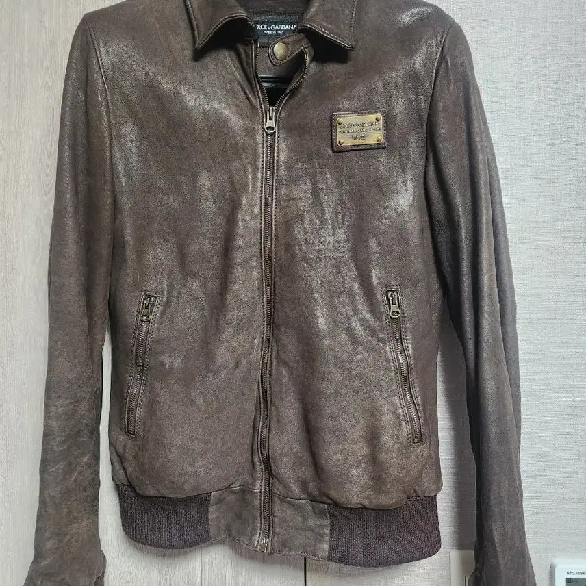 [BUNJANG] Dolce &amp; Gabbana Lambskin Leather Jacket / 돌체앤가바나 빅플레이트 양가죽쟈켓 46호