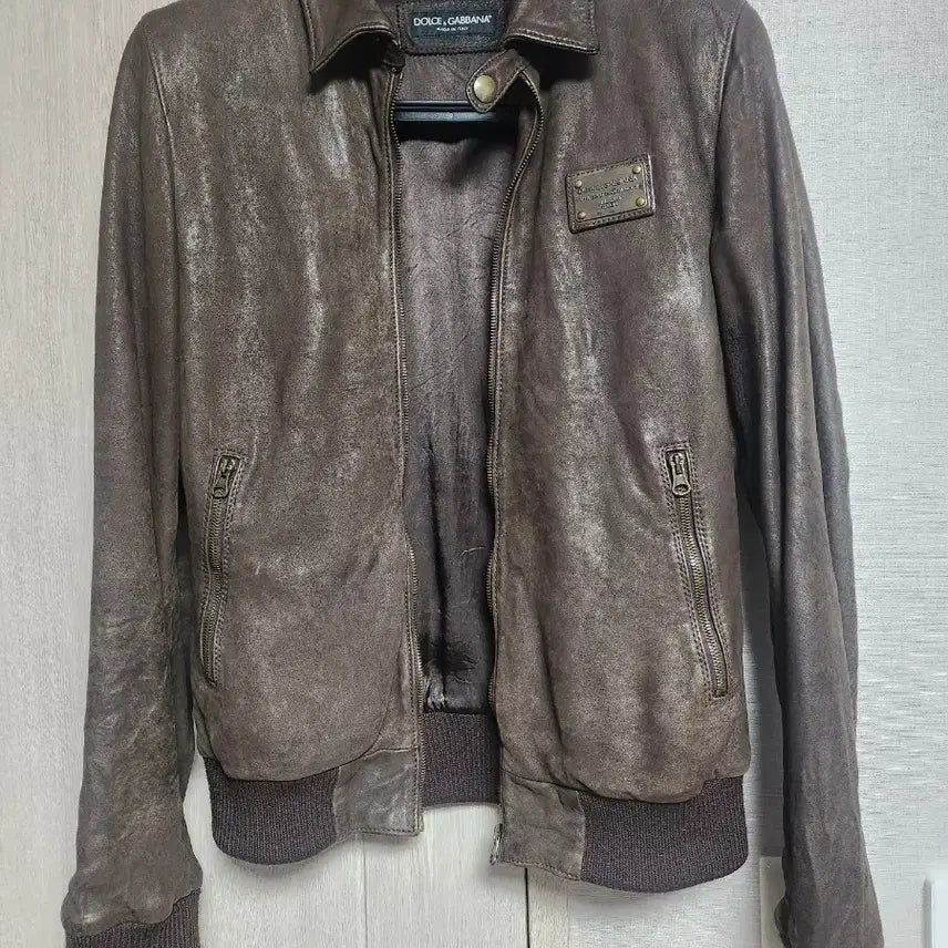 [BUNJANG] Dolce &amp; Gabbana Lambskin Leather Jacket / 돌체앤가바나 빅플레이트 양가죽쟈켓 46호